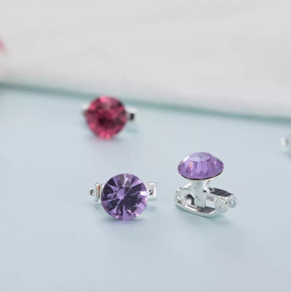 Bridal/Prom Purple Crystal  Hair Clips/Buckles - Picture 2 of 2